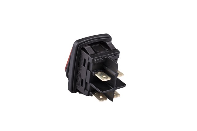 30*22mm Black Body 2NO with Illumination with Terminal (0-I) Marked Yellow A54 Series Rocker Switch